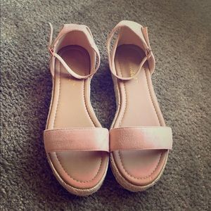 Light pink faux suede espadrille sandal